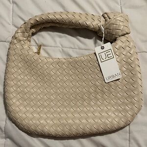 Urban Expressions Beige Woven Shoulder Bag
